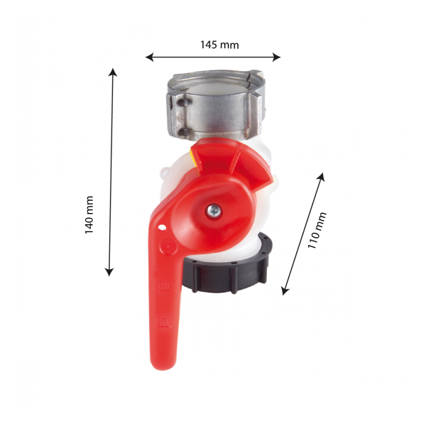 Vanne 1/4 tour pour bacs double-paroi 310 L/500 L