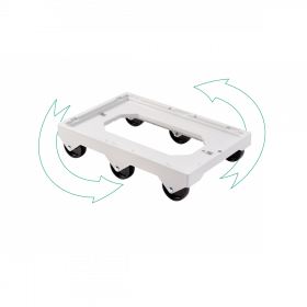Socle rouleur 6 roues - axe acier - gris