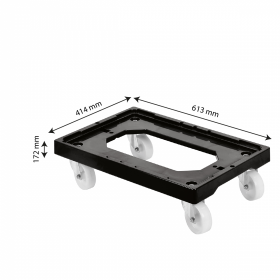 Socle rouleur 4 roues pivotantes - chape inox - noir