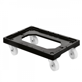 Socle rouleur 4 roues pivotantes - chape acier - noir