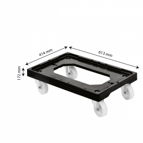 Socle rouleur 4 roues pivotantes - chape acier - noir
