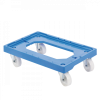 Socle rouleur 4 roues pivotantes - chape acier - bleu