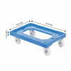 Socle rouleur 4 roues pivotantes - chape acier - bleu