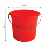 Seau rond léger avec anse acier - 5 L - rouge
