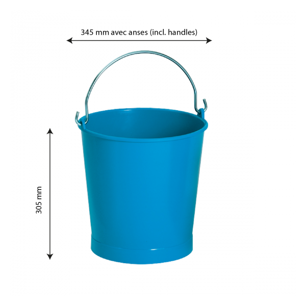Seau rond 13 L anse inox - bleu