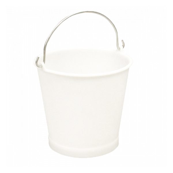 Seau rond 13 L anse inox - blanc