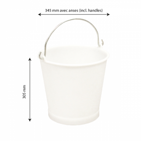 Seau rond 13 L anse inox - blanc