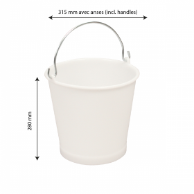 Seau rond 10 L anse inox - blanc