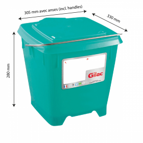 Seau carré 12 L + couvercle étanche - vert