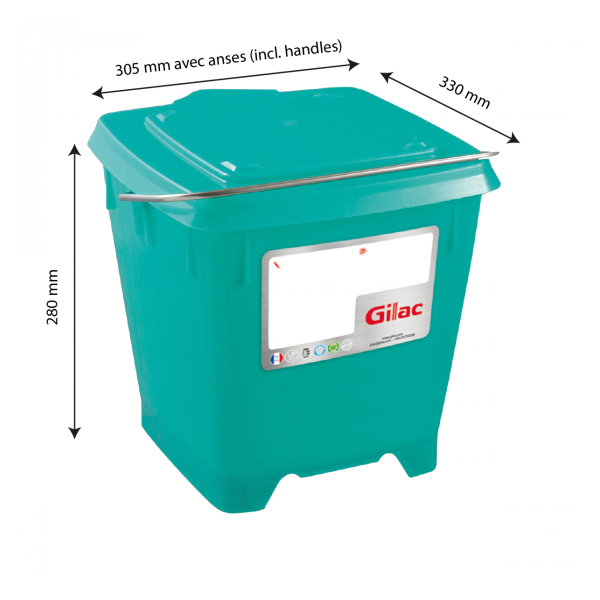 Seau carré 12 L + couvercle étanche - vert