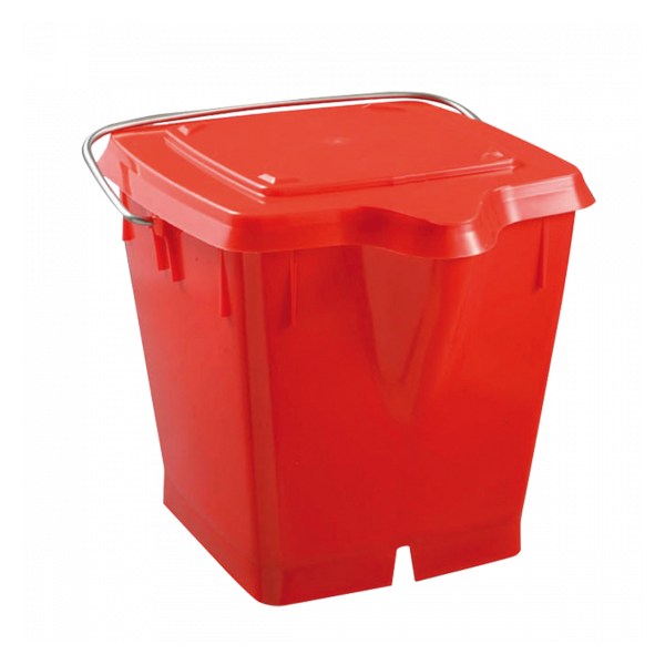 Seau carré 12 L + couvercle étanche - rouge