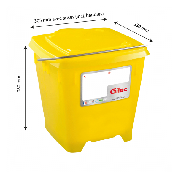 Seau carré 12 L + couvercle étanche - jaune