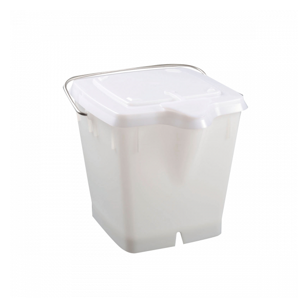 Seau carré 12 L + couvercle étanche - blanc