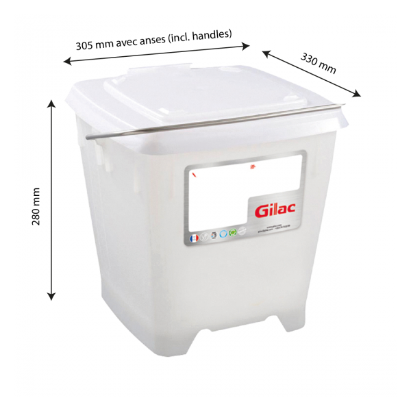 Seau carré 12 L + couvercle étanche - blanc