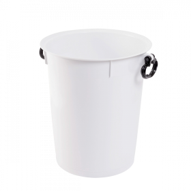 Poubelle ronde 50 L avec poignées noires - blanc