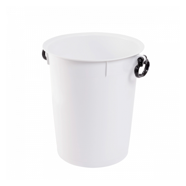 Poubelle ronde 50 L avec poignées noires - blanc