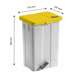 Poubelle à pédale 50 L - couvercle jaune