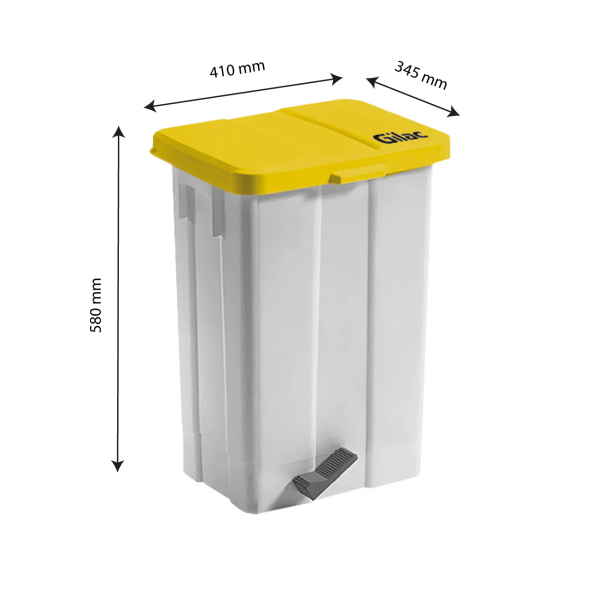 Poubelle à pédale 50 L - couvercle jaune