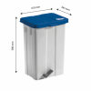 Poubelle à pédale 50 L - couvercle bleu