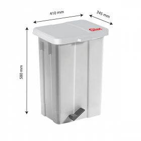 Poubelle à pédale 50 L - couvercle blanc