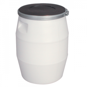 Fût 50 L + genouillère métal + couvercle - blanc