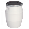 Fût 50 L + genouillère métal + couvercle - blanc