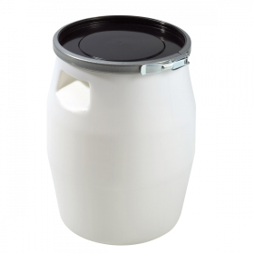Fût 30 L + genouillère métal + couvercle - blanc