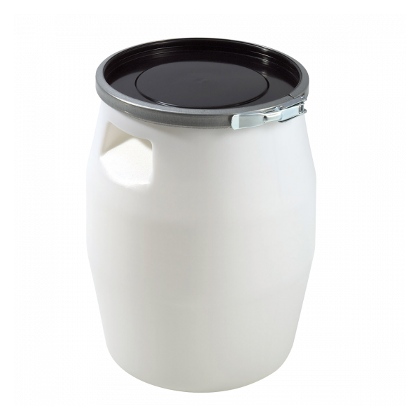 Fût 30 L + genouillère métal + couvercle - blanc