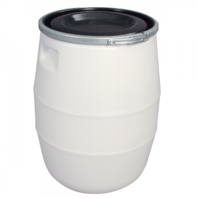 Fût 100 L + genouillère métal + couvercle - blanc