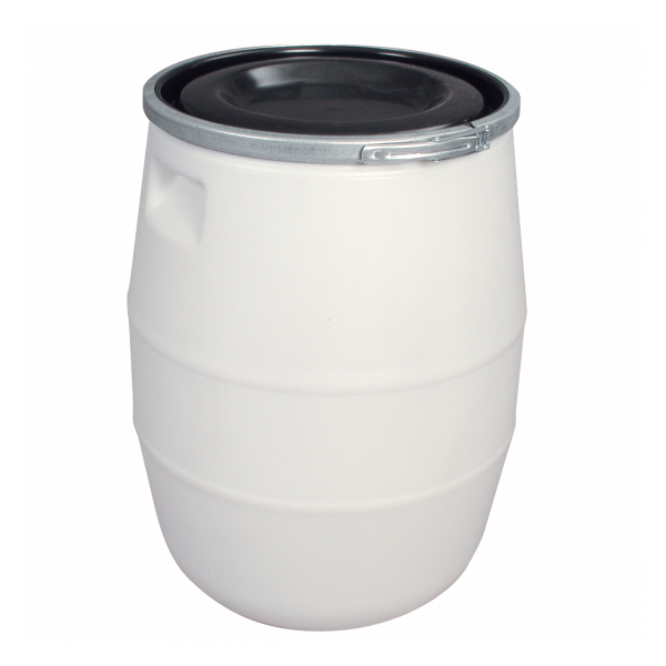 Fût 100 L + genouillère métal + couvercle - blanc