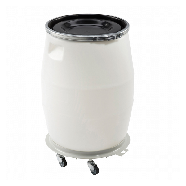 Fût 100 L + genouillère métal + couvercle - blanc