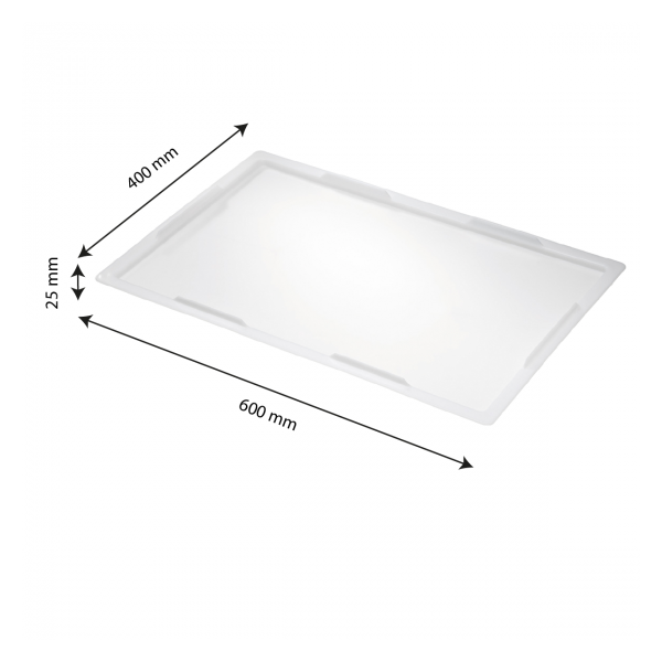 Couvercle pour caisse pleine 600 x 400 x 25 mm - blanc
