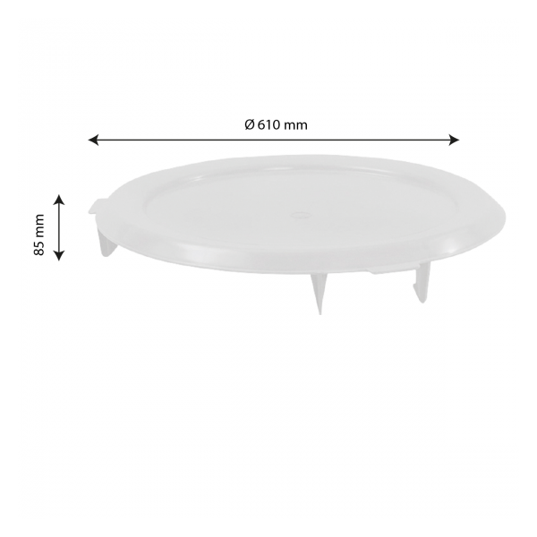 Couvercle plat pour conteneur alimentaire HACCP 75 L et baquet 50 L - blanc