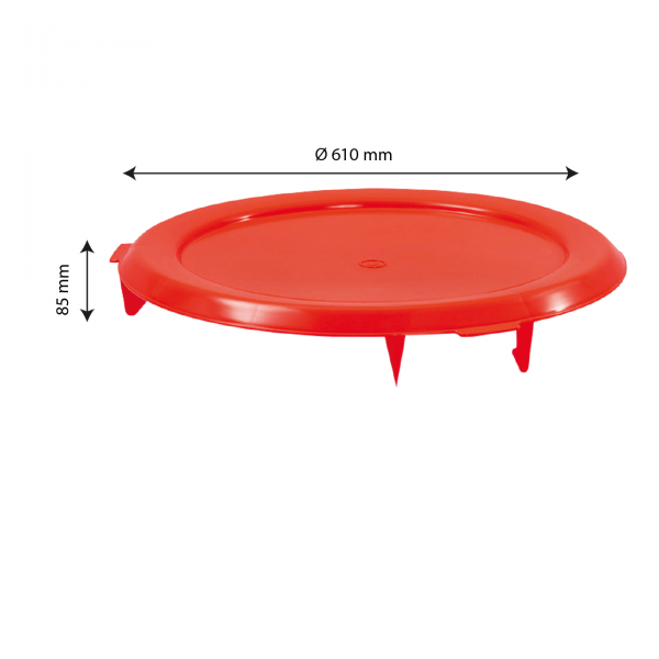Couvercle plat pour conteneur alimentaire HACCP 75 L - rouge