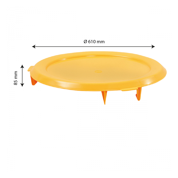 Couvercle plat pour conteneur alimentaire HACCP 75 L - jaune