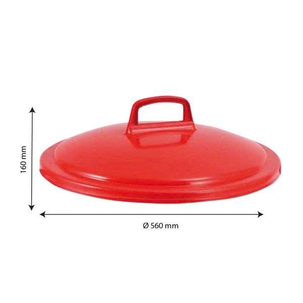 Couvercle avec poignée pour conteneur alimentaire rond HACCP 75 L - rouge