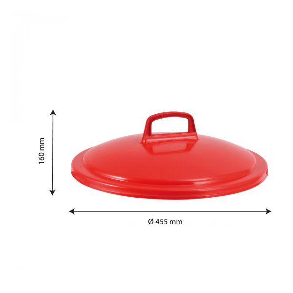 Couvercle avec poignée pour conteneur alimentaire rond HACCP 50 L - rouge