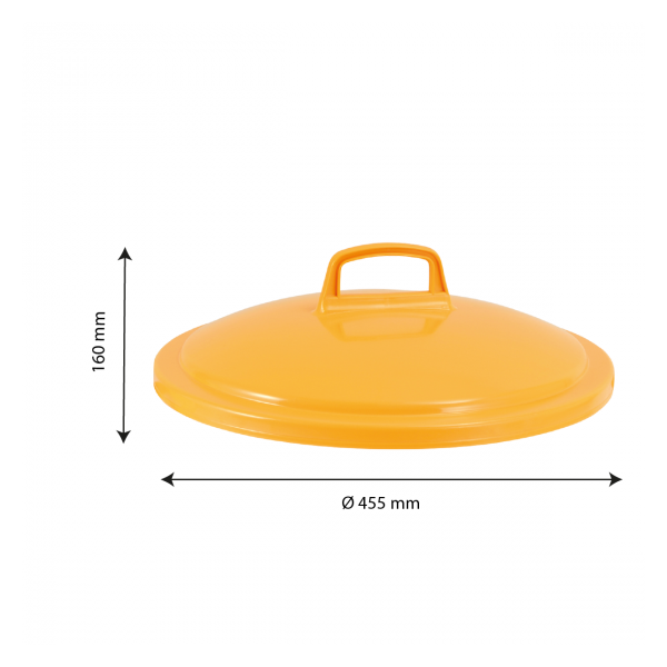 Couvercle avec poignée pour conteneur alimentaire rond HACCP 50 L - jaune