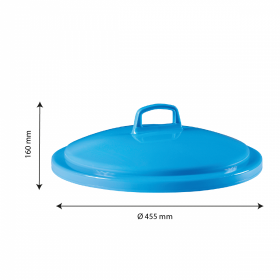 Couvercle avec poignée pour conteneur alimentaire rond HACCP 50 L - bleu