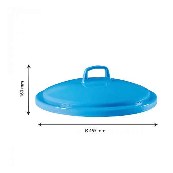 Couvercle avec poignée pour conteneur alimentaire rond HACCP 50 L - bleu