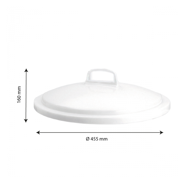 Couvercle avec poignée pour conteneur alimentaire rond HACCP 50 L - blanc