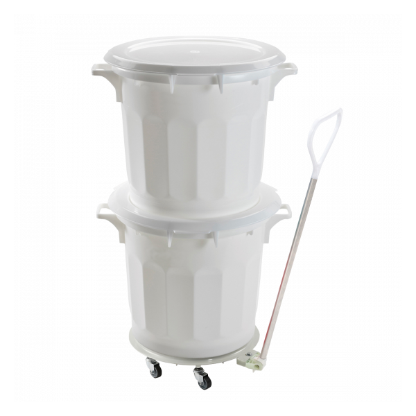 Couvercle avec poignée pour conteneur alimentaire rond HACCP 50 L - blanc