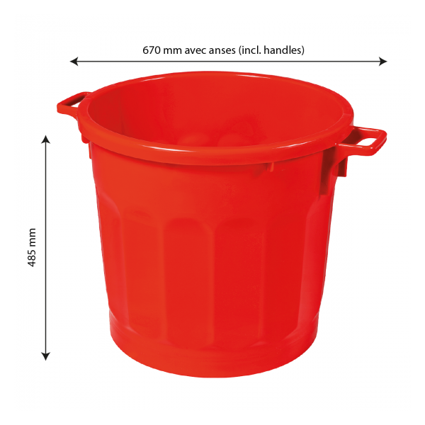 Conteneur alimentaire rond HACCP 75 L - rouge