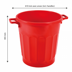 Conteneur alimentaire rond HACCP 50 L - rouge