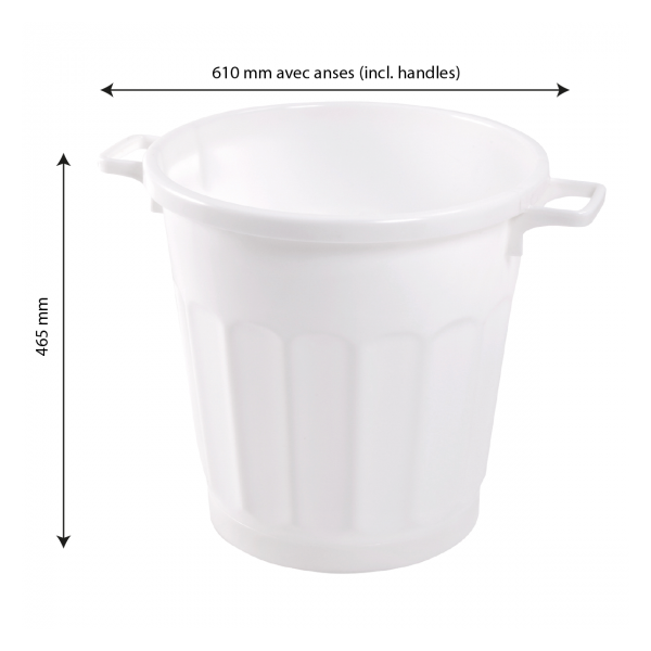 Conteneur alimentaire rond HACCP 50 L - blanc