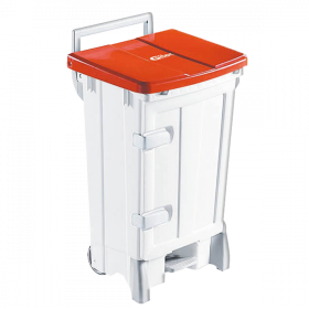 Collecteur à pédale 90 L + porte - couvercle rouge