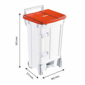 Collecteur à pédale 90 L + porte - couvercle rouge