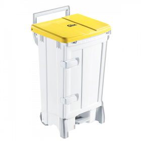 Collecteur à pédale 90 L + porte - couvercle jaune