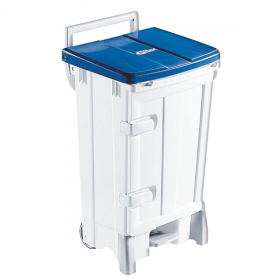 Collecteur à pédale 90 L + porte - couvercle bleu
