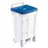 Collecteur à pédale 90 L + porte - couvercle bleu